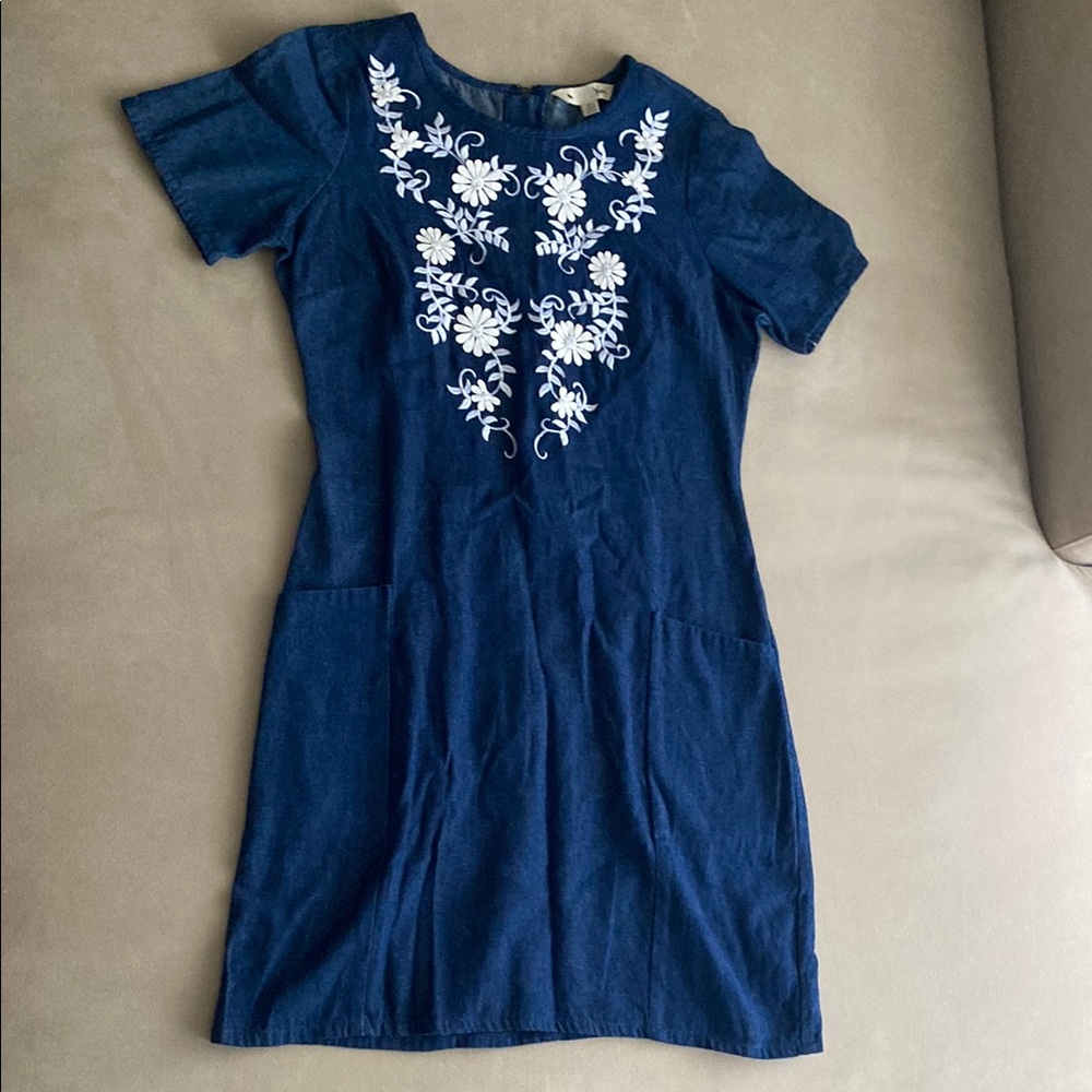 Elegant Blue Embroidered Dress
